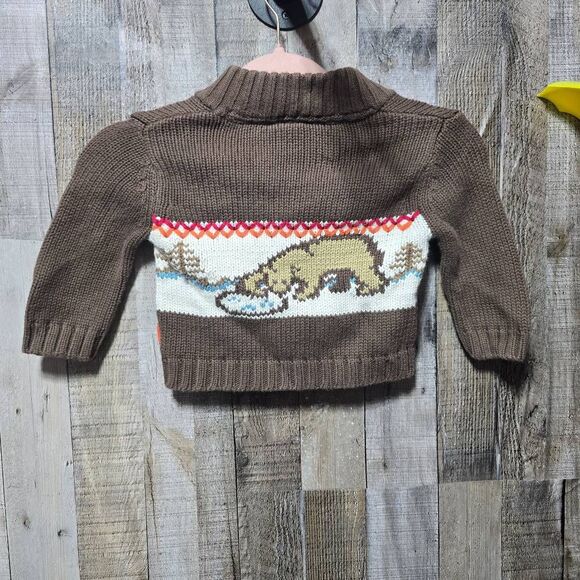 Genuine Kids Oshkosh Vintage Brown Polar Bear Knit Sweater - Picture 2 of 4